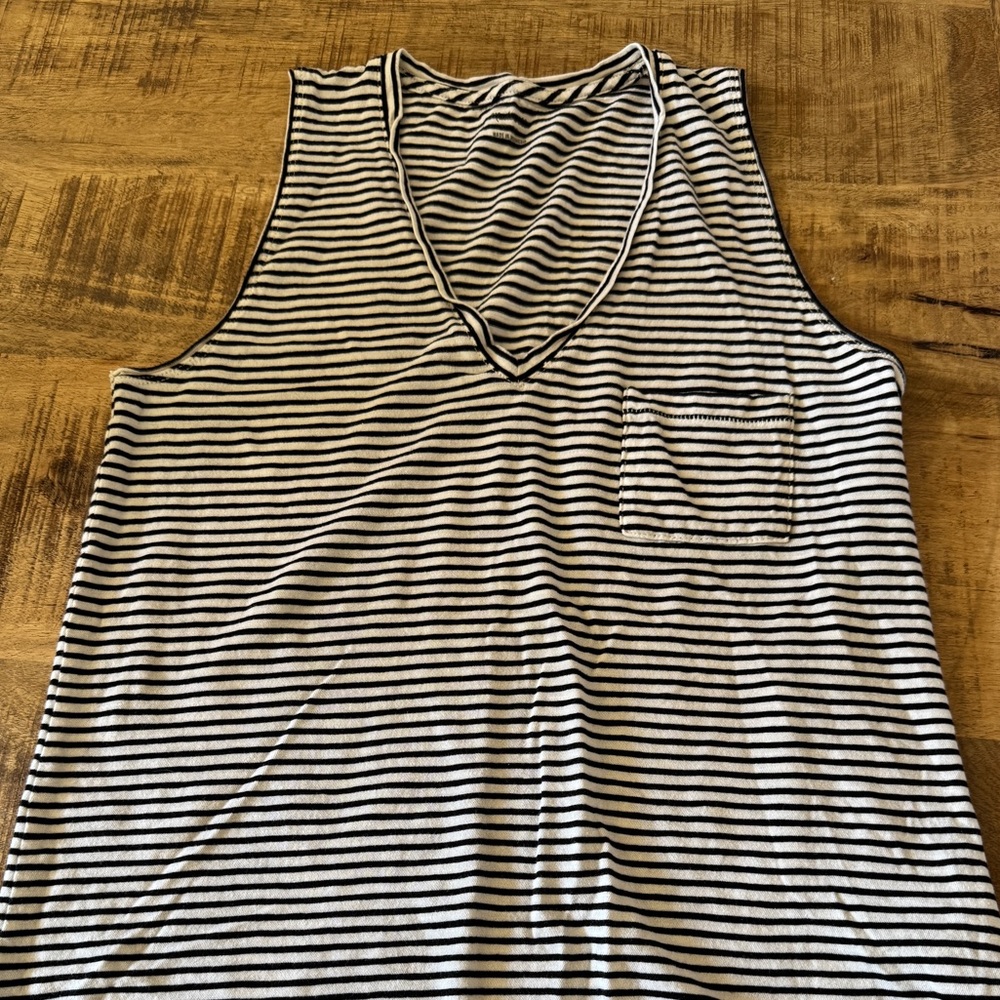 Madewell Black and White Striped Tank Top